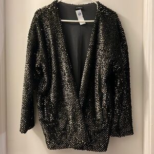 NWT Express open front fleece and sequin jacket